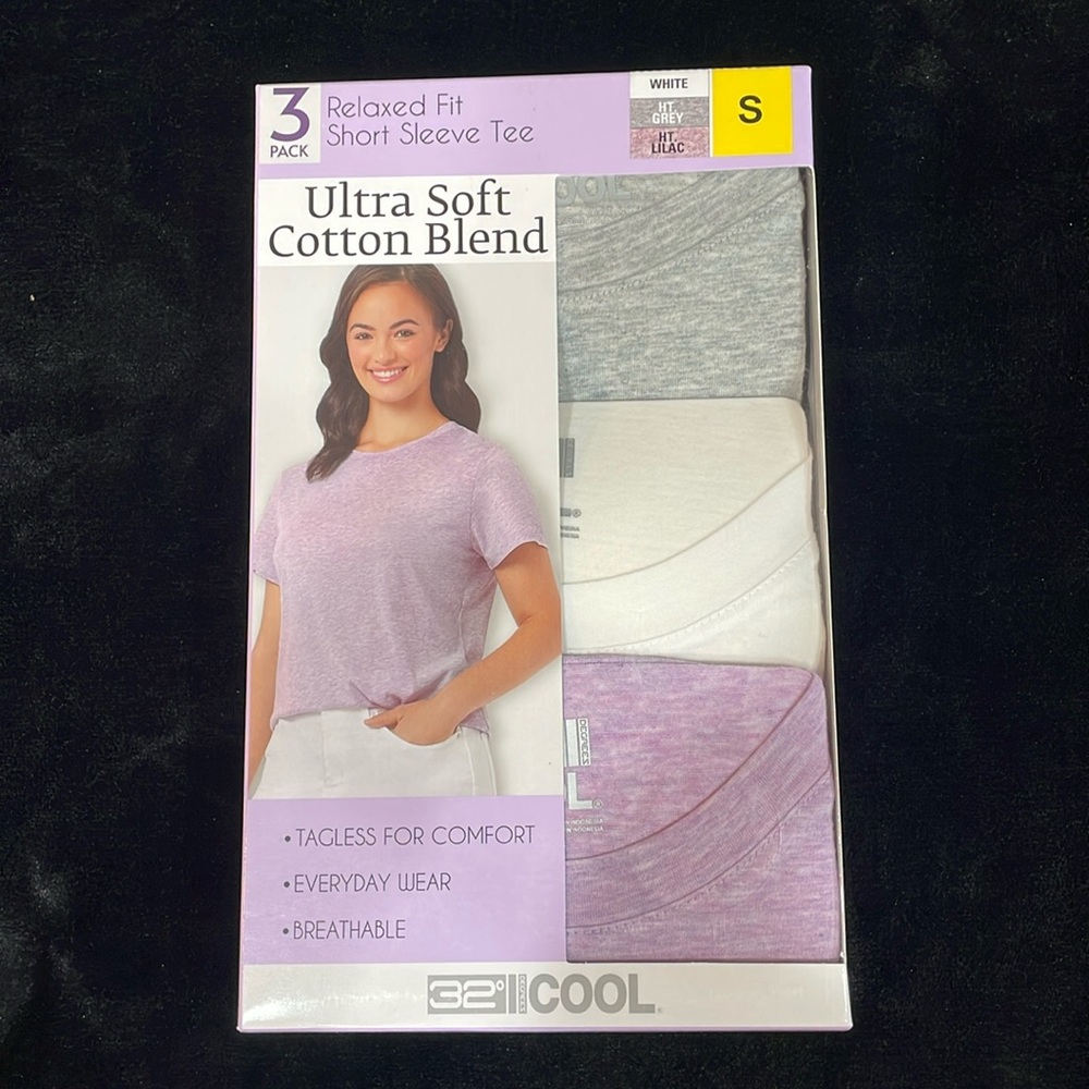 32 Degrees Relaxed Fit Short Sleeve 3 Pack Tee NEW